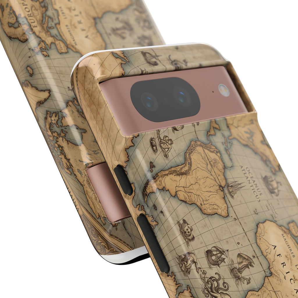 Vintage World Map Tough Phone Case — Antique Explorer iPhone Cover
