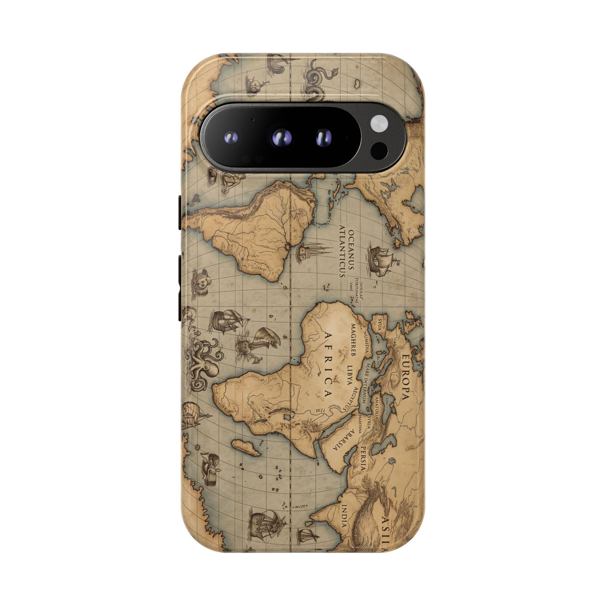Vintage World Map Tough Phone Case — Antique Explorer iPhone Cover