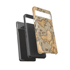 Vintage World Map Tough Phone Case — Antique Explorer iPhone Cover