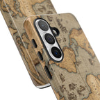 Vintage World Map Tough Phone Case — Antique Explorer iPhone Cover