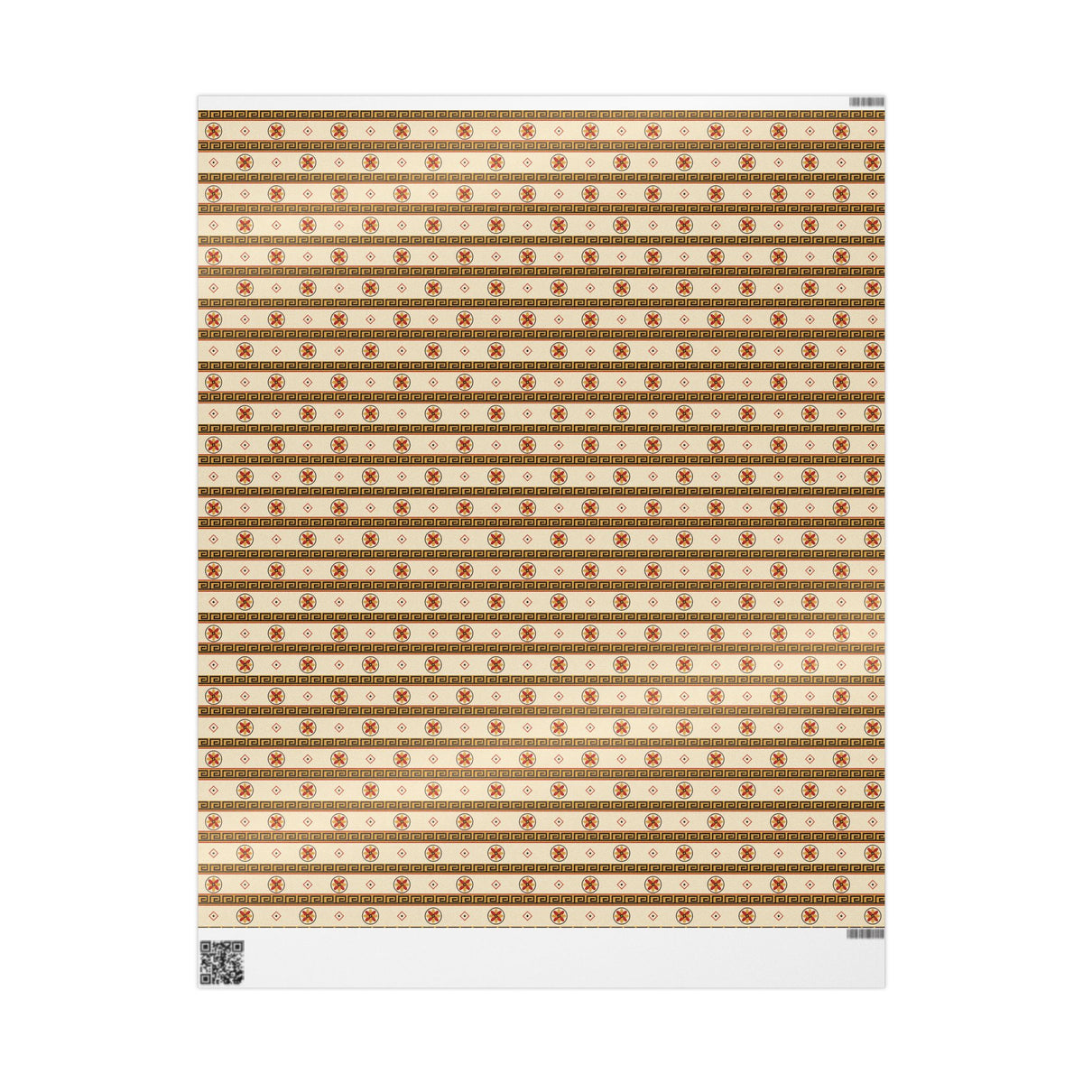 Wrapping Paper — Roman or Greek Key & Floral Stripe Gift Wrap