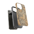 Vintage World Map Tough Phone Case — Antique Explorer iPhone Cover