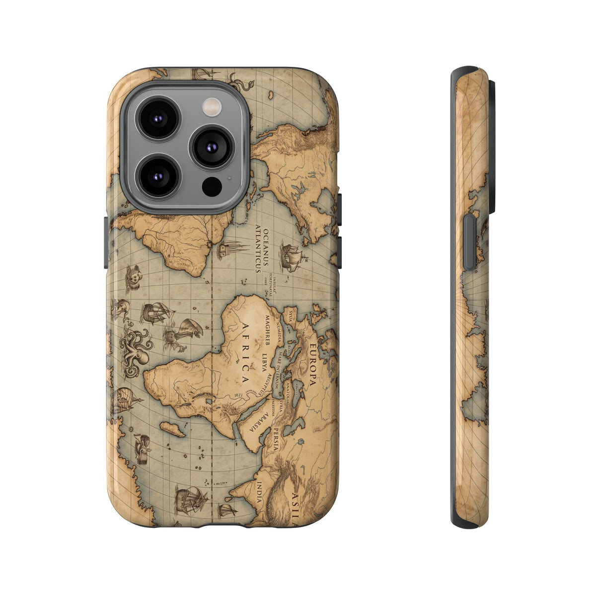 Vintage World Map Tough Phone Case — Antique Explorer iPhone Cover