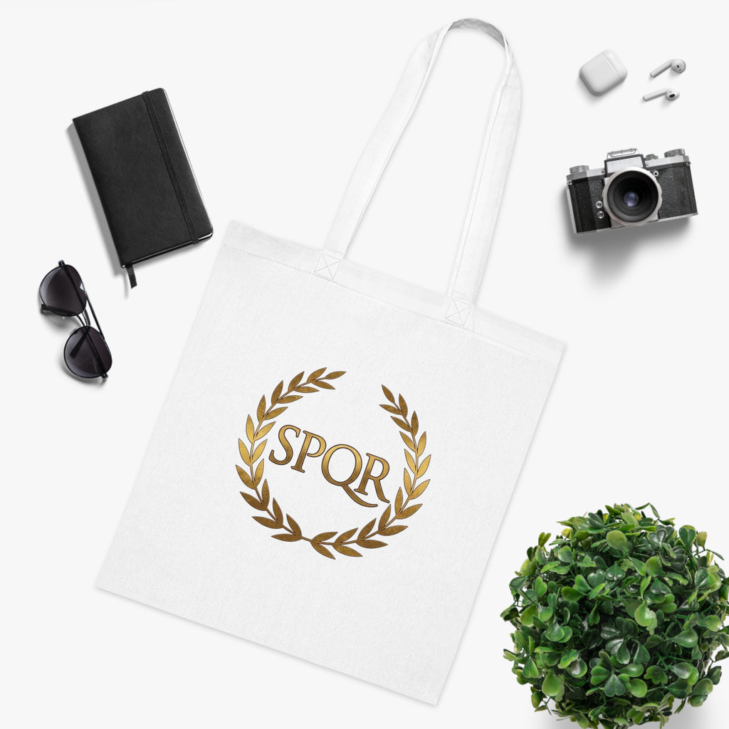 SPQR Laurel Wreath Cotton Tote Bag