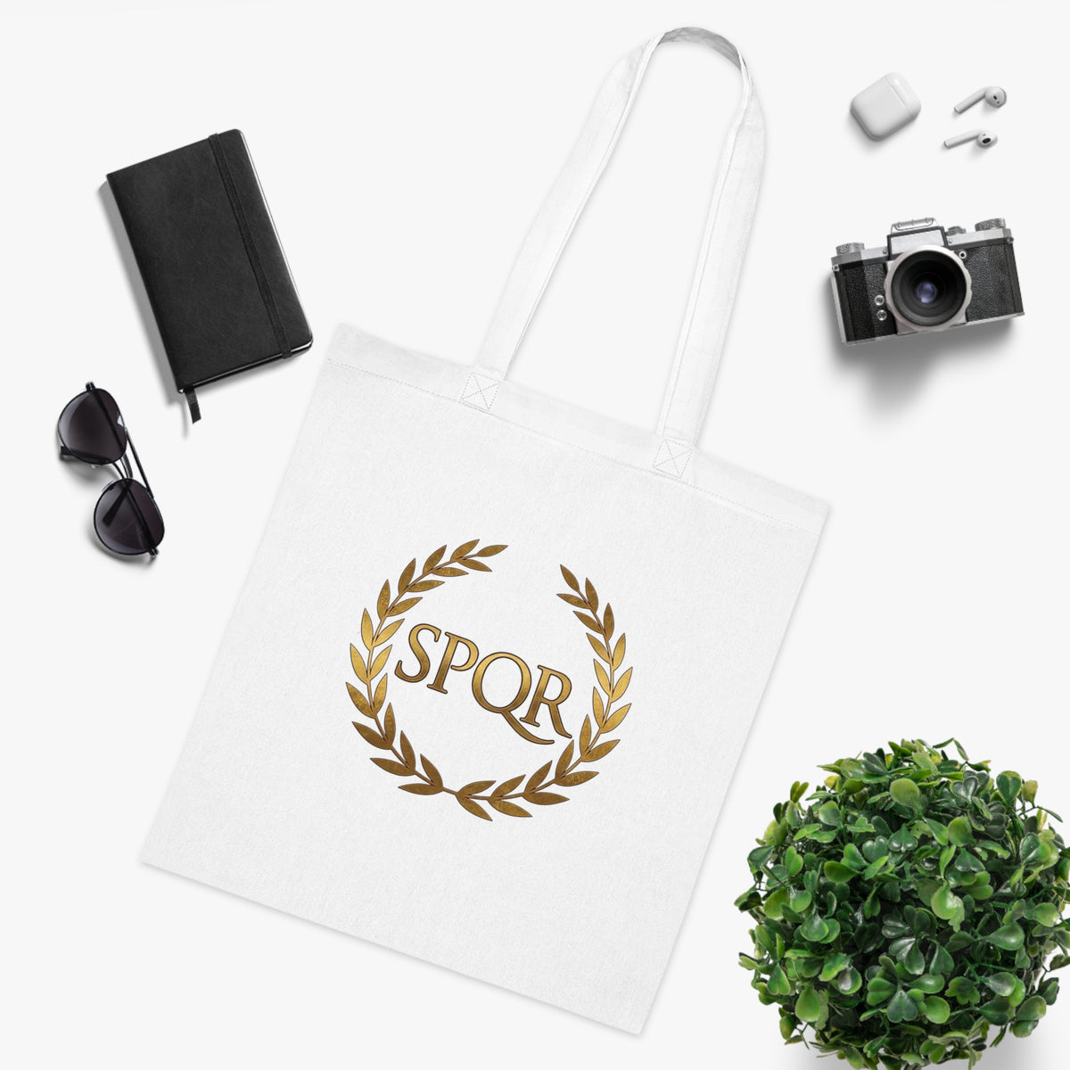 SPQR Laurel Wreath Cotton Tote Bag