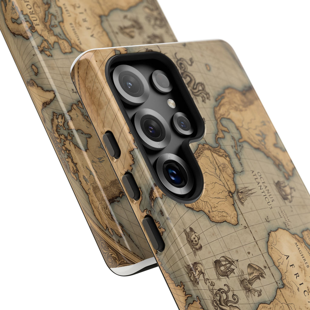 Vintage World Map Tough Phone Case — Antique Explorer iPhone Cover