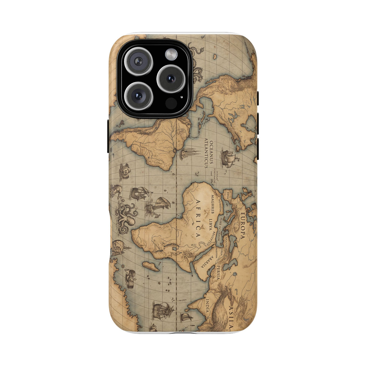 Vintage World Map Tough Phone Case — Antique Explorer iPhone Cover