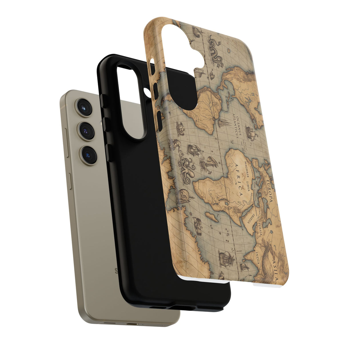 Vintage World Map Tough Phone Case — Antique Explorer iPhone Cover