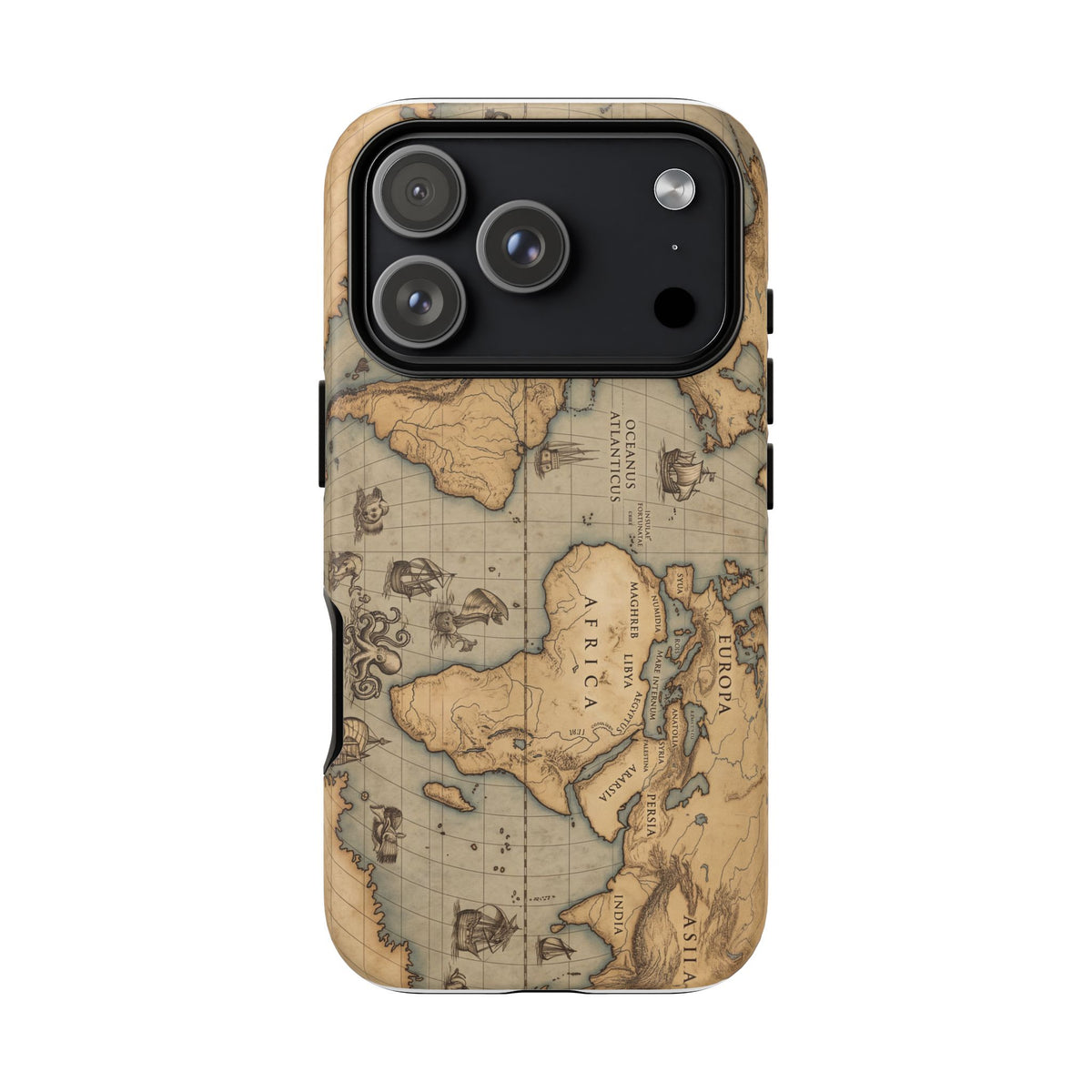 Vintage World Map Tough Phone Case — Antique Explorer iPhone Cover