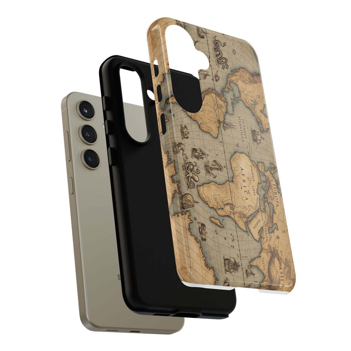 Vintage World Map Tough Phone Case — Antique Explorer iPhone Cover