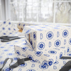 Blue Floral Hearts Wrapping Paper — Elegant Gift Wrap for Weddings, Birthdays & Mother's Day