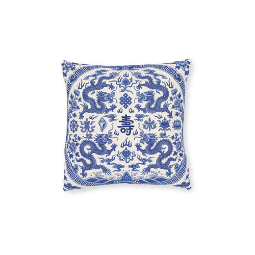 Blue & White Chinese Dragon Cushion