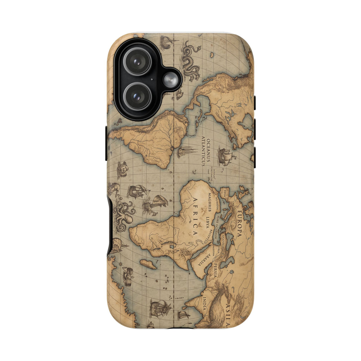 Vintage World Map Tough Phone Case — Antique Explorer iPhone Cover
