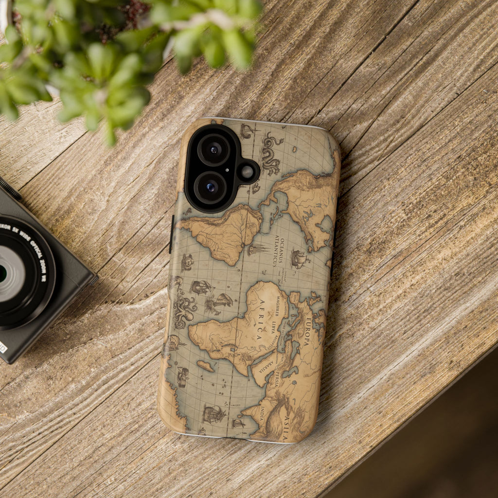 Vintage World Map Tough Phone Case — Antique Explorer iPhone Cover