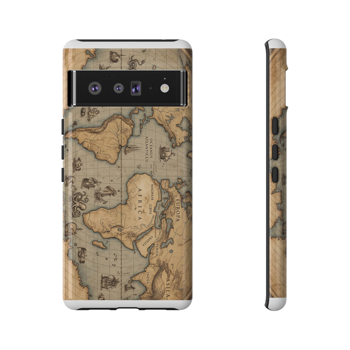 Vintage World Map Tough Phone Case — Antique Explorer iPhone Cover