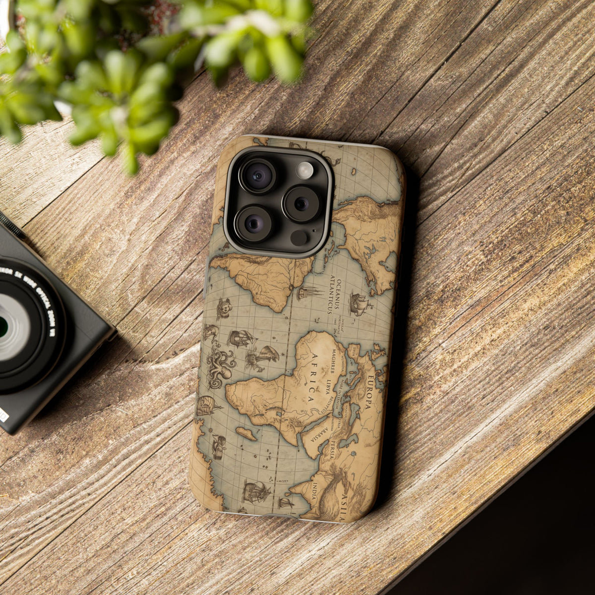 Vintage World Map Tough Phone Case — Antique Explorer iPhone Cover