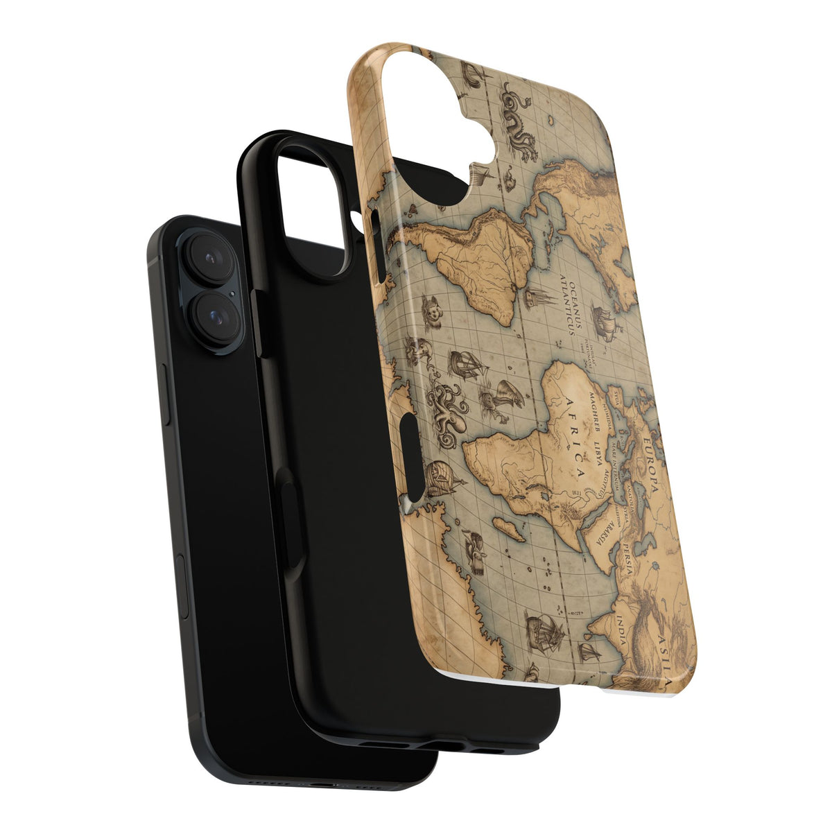 Vintage World Map Tough Phone Case — Antique Explorer iPhone Cover