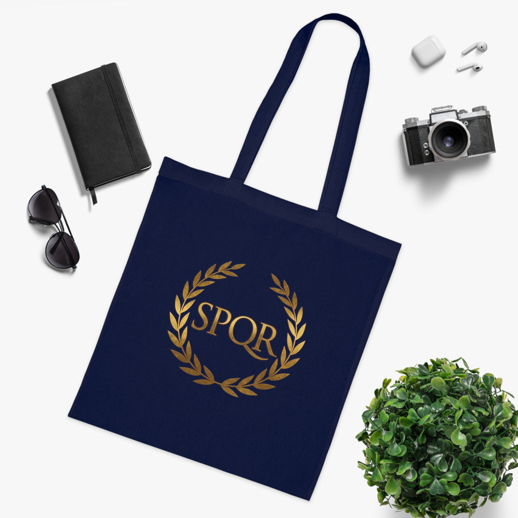 SPQR Laurel Wreath Cotton Tote Bag