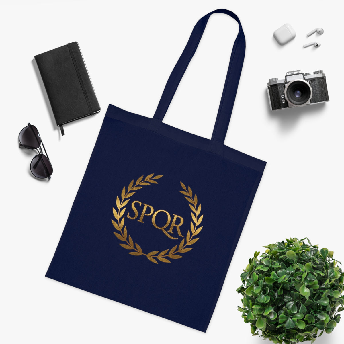 SPQR Laurel Wreath Cotton Tote Bag