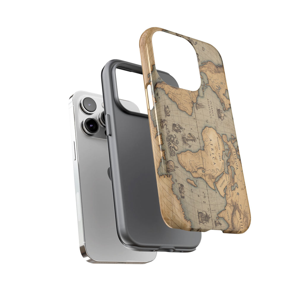 Vintage World Map Tough Phone Case — Antique Explorer iPhone Cover
