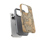 Vintage World Map Tough Phone Case — Antique Explorer iPhone Cover
