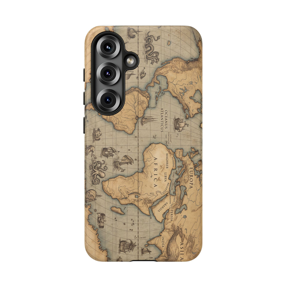 Vintage World Map Tough Phone Case — Antique Explorer iPhone Cover
