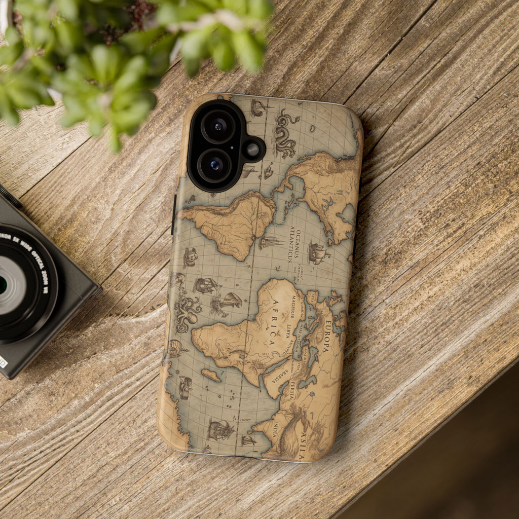 Vintage World Map Tough Phone Case — Antique Explorer iPhone Cover