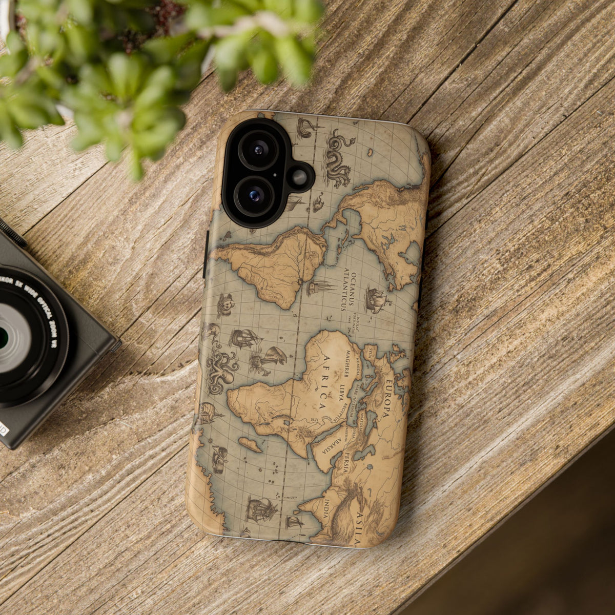 Vintage World Map Tough Phone Case — Antique Explorer iPhone Cover