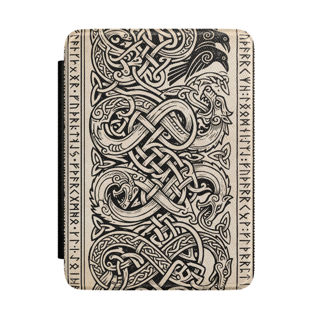 Viking Knotwork Kindle Case — Norse Runes Leather Sleeve