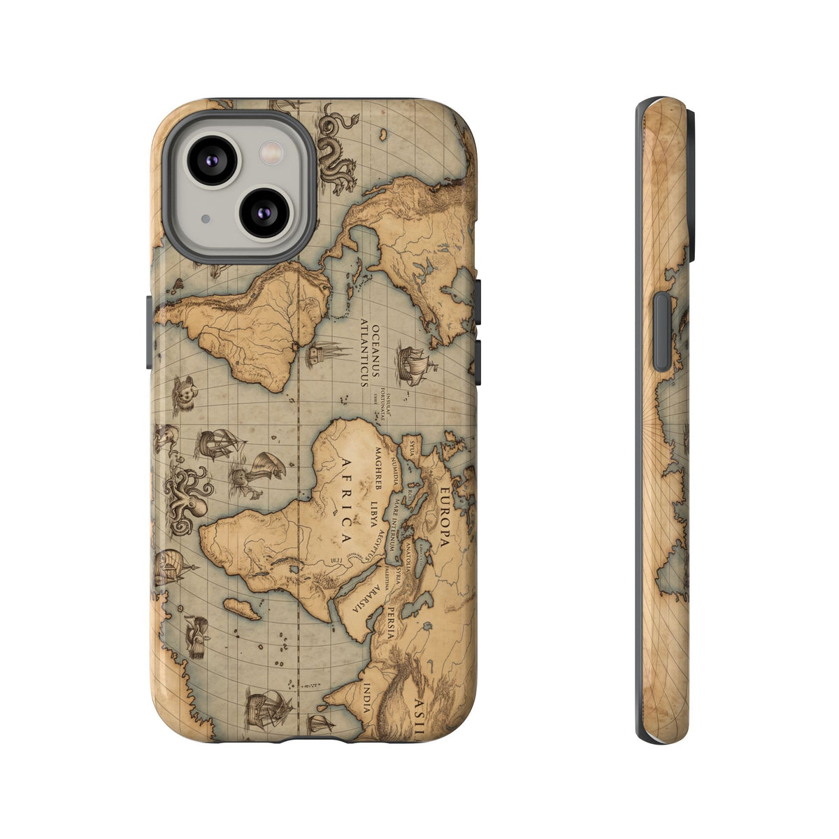 Vintage World Map Tough Phone Case — Antique Explorer iPhone Cover