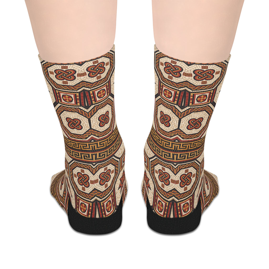 Vintage Mosaic Pattern Mid-Length Socks