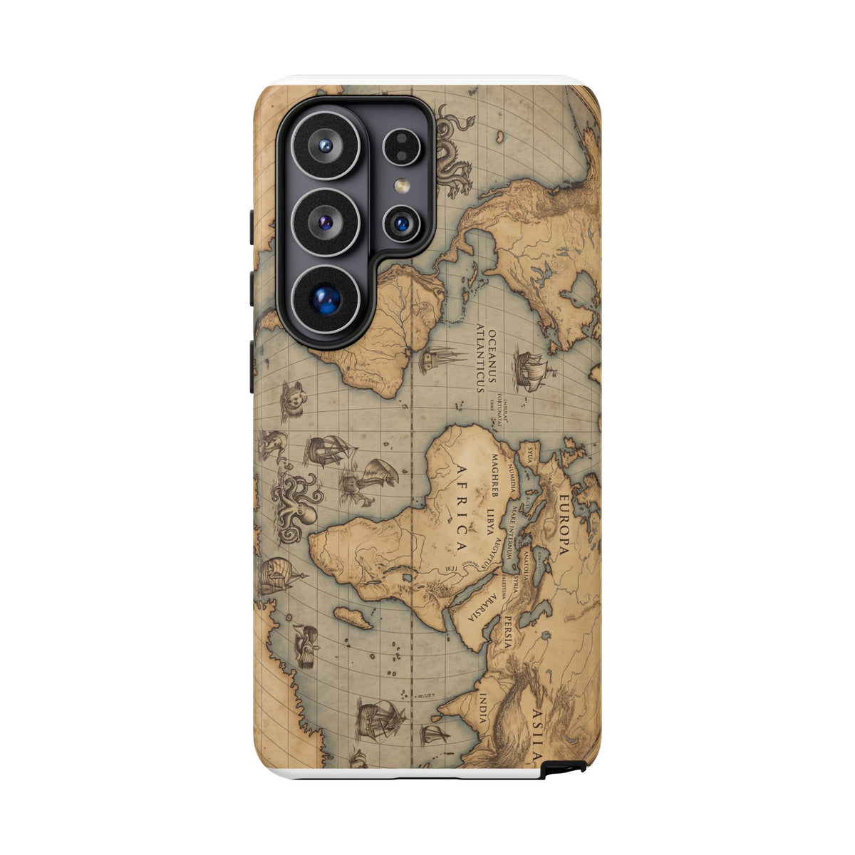 Vintage World Map Tough Phone Case — Antique Explorer iPhone Cover
