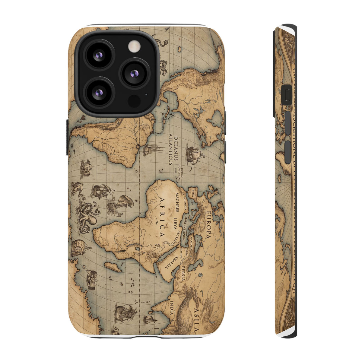 Vintage World Map Tough Phone Case — Antique Explorer iPhone Cover