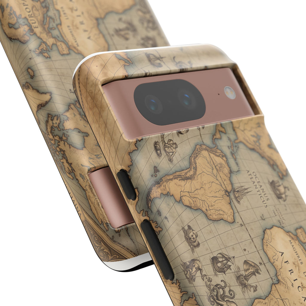 Vintage World Map Tough Phone Case — Antique Explorer iPhone Cover