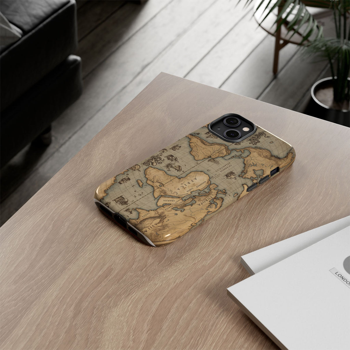 Vintage World Map Tough Phone Case — Antique Explorer iPhone Cover