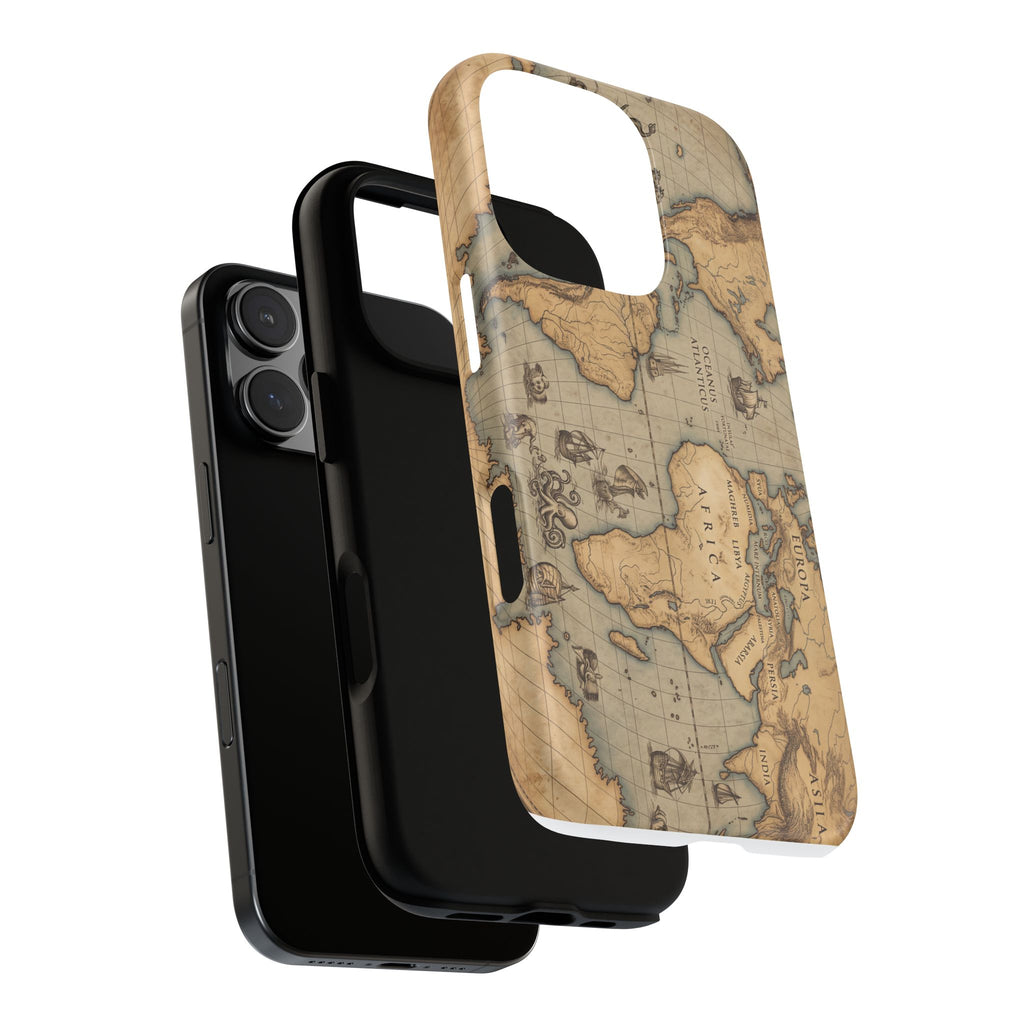Vintage World Map Tough Phone Case — Antique Explorer iPhone Cover
