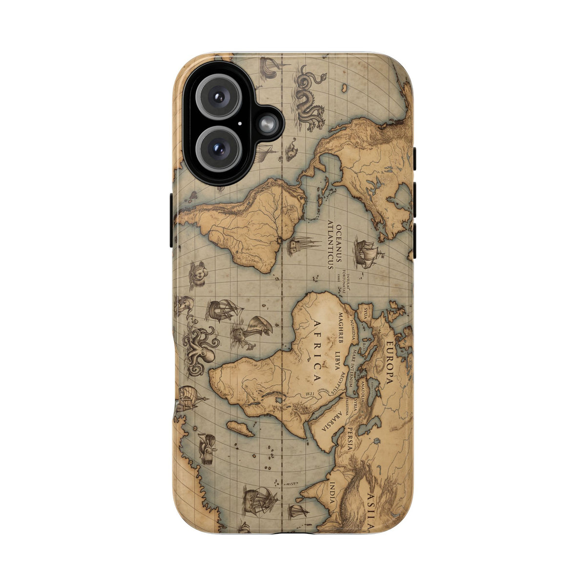 Vintage World Map Tough Phone Case — Antique Explorer iPhone Cover