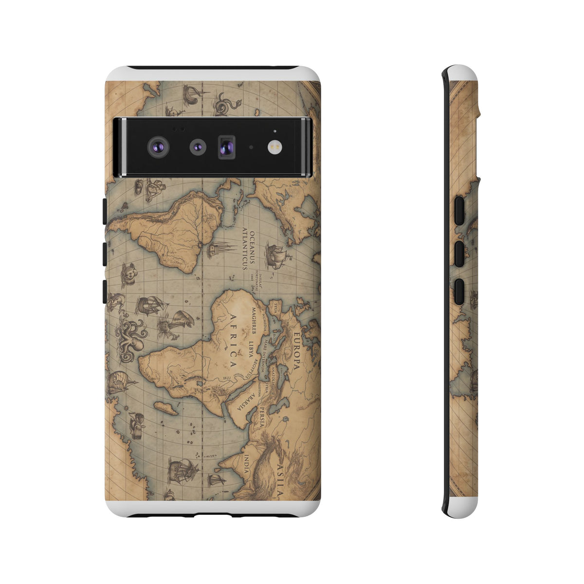 Vintage World Map Tough Phone Case — Antique Explorer iPhone Cover