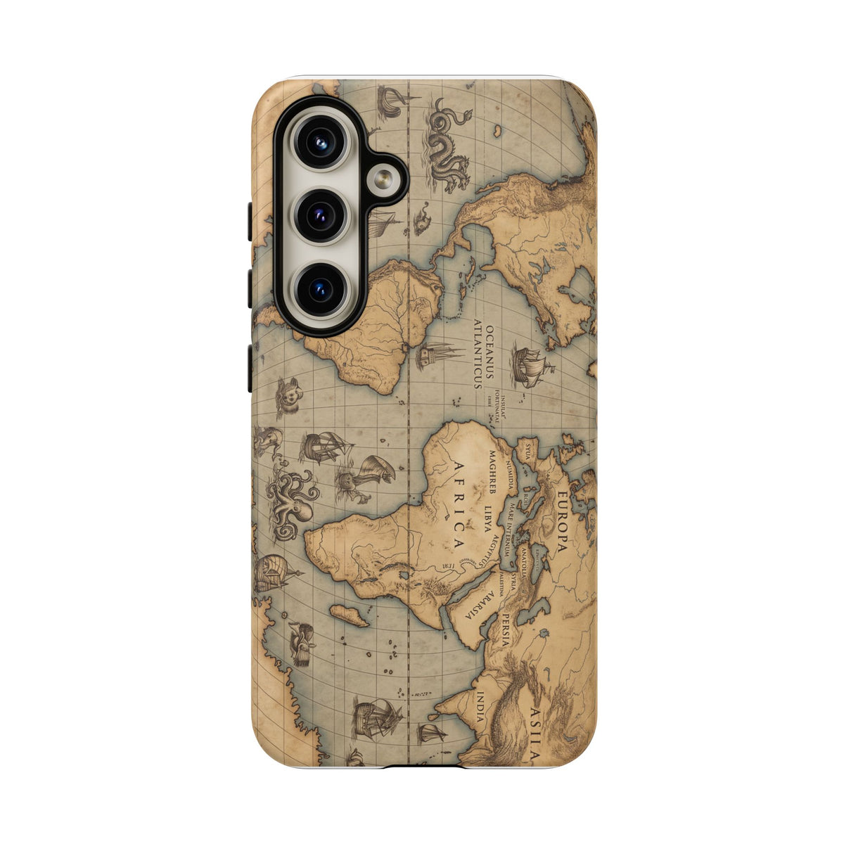 Vintage World Map Tough Phone Case — Antique Explorer iPhone Cover