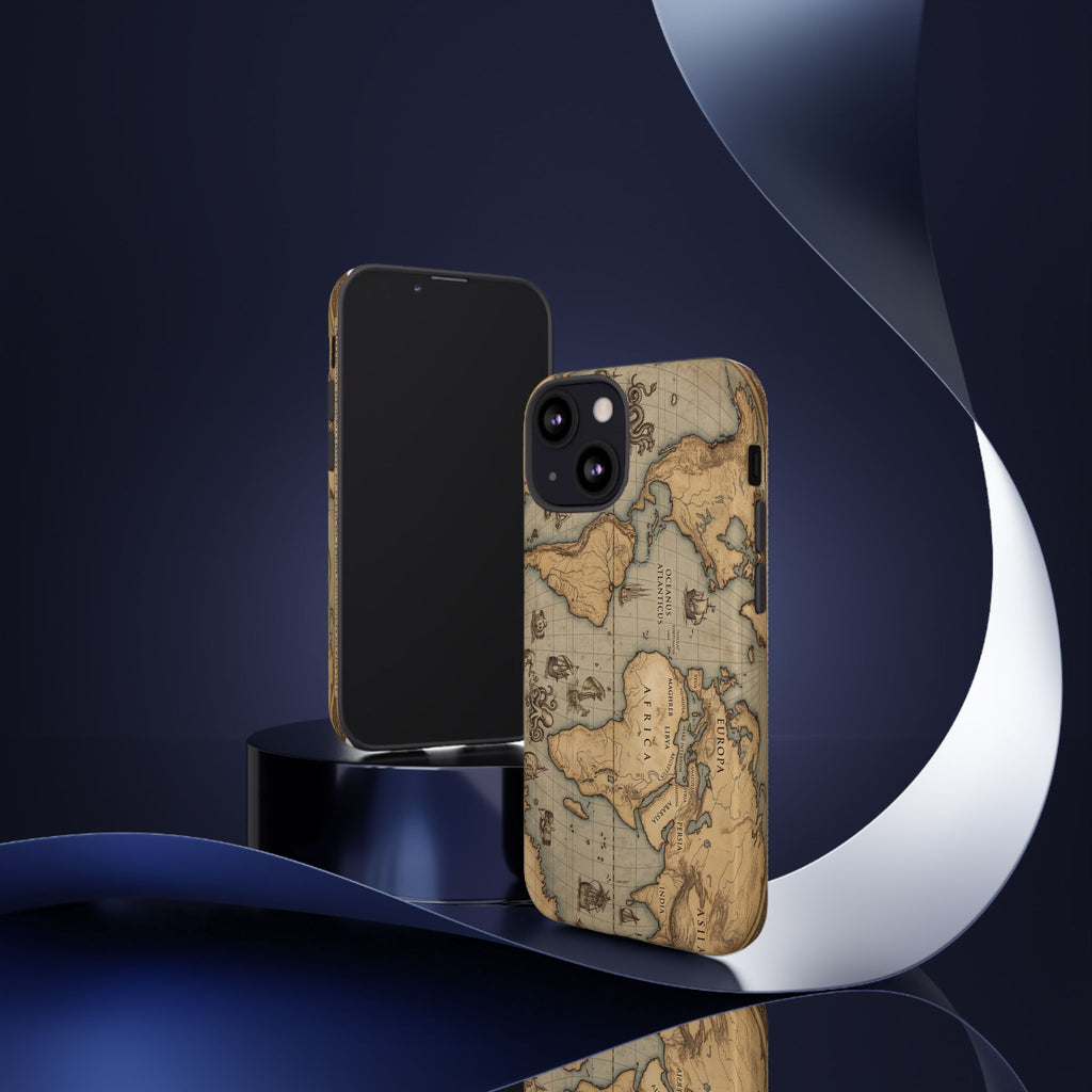 Vintage World Map Tough Phone Case — Antique Explorer iPhone Cover