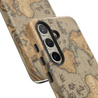 Vintage World Map Tough Phone Case — Antique Explorer iPhone Cover
