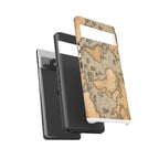Vintage World Map Tough Phone Case — Antique Explorer iPhone Cover
