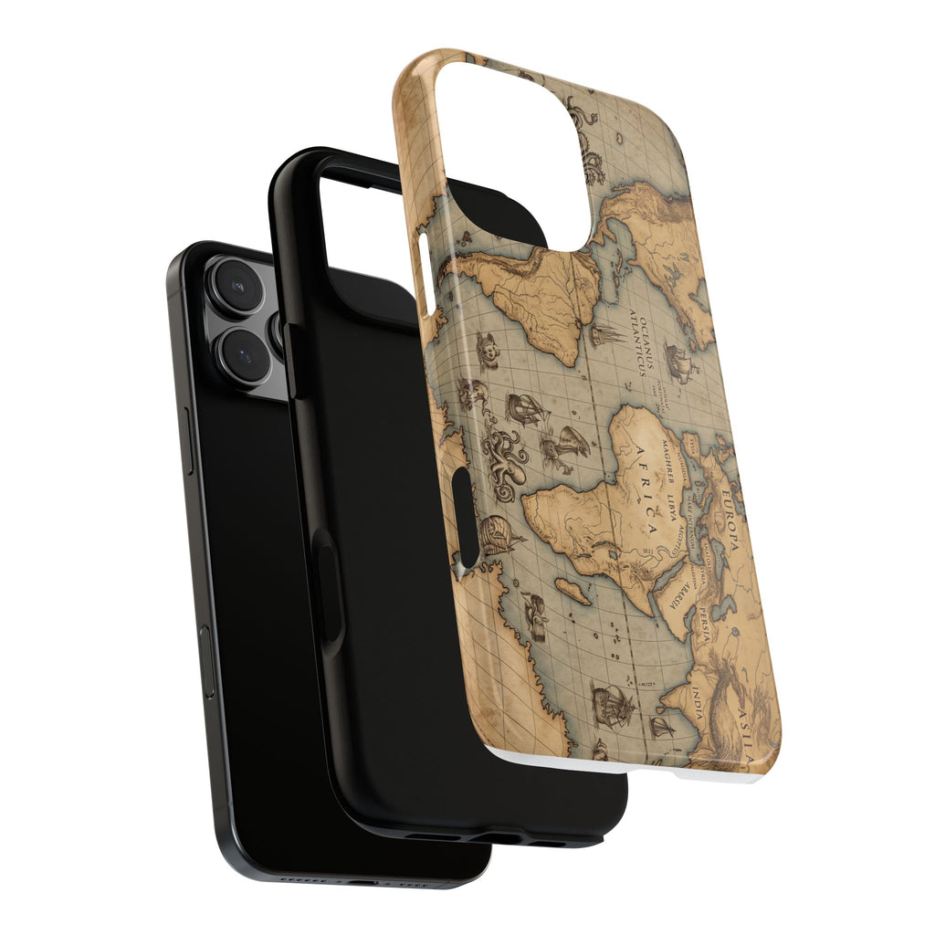 Vintage World Map Tough Phone Case — Antique Explorer iPhone Cover