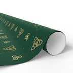 Celtic Knot Green Wrapping Paper – Gold Triquetra Pattern