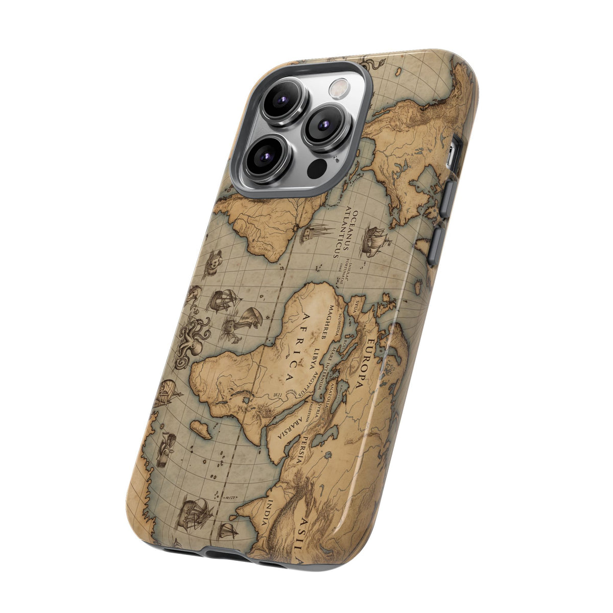 Vintage World Map Tough Phone Case — Antique Explorer iPhone Cover