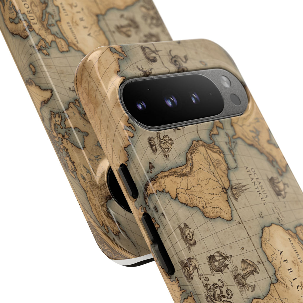 Vintage World Map Tough Phone Case — Antique Explorer iPhone Cover