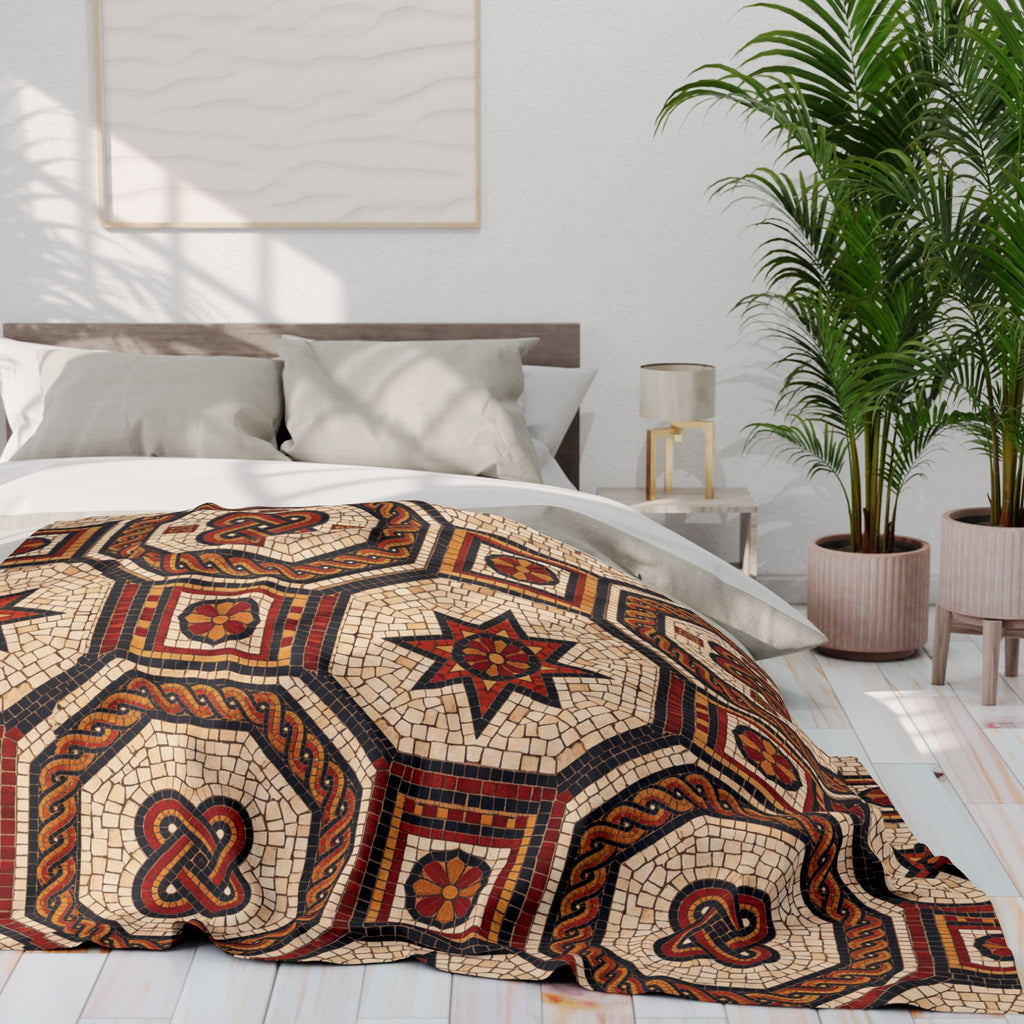 Roman Knot Mosaic Fleece Throw