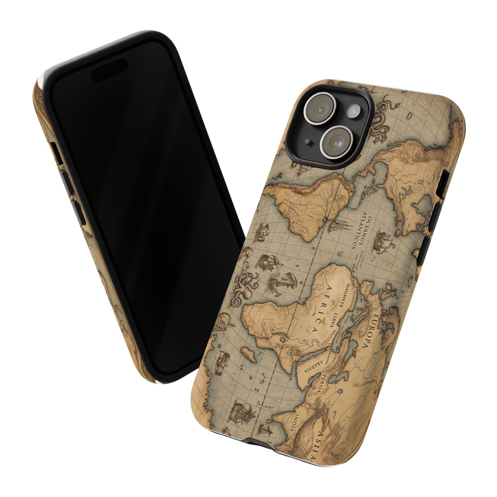 Vintage World Map Tough Phone Case — Antique Explorer iPhone Cover