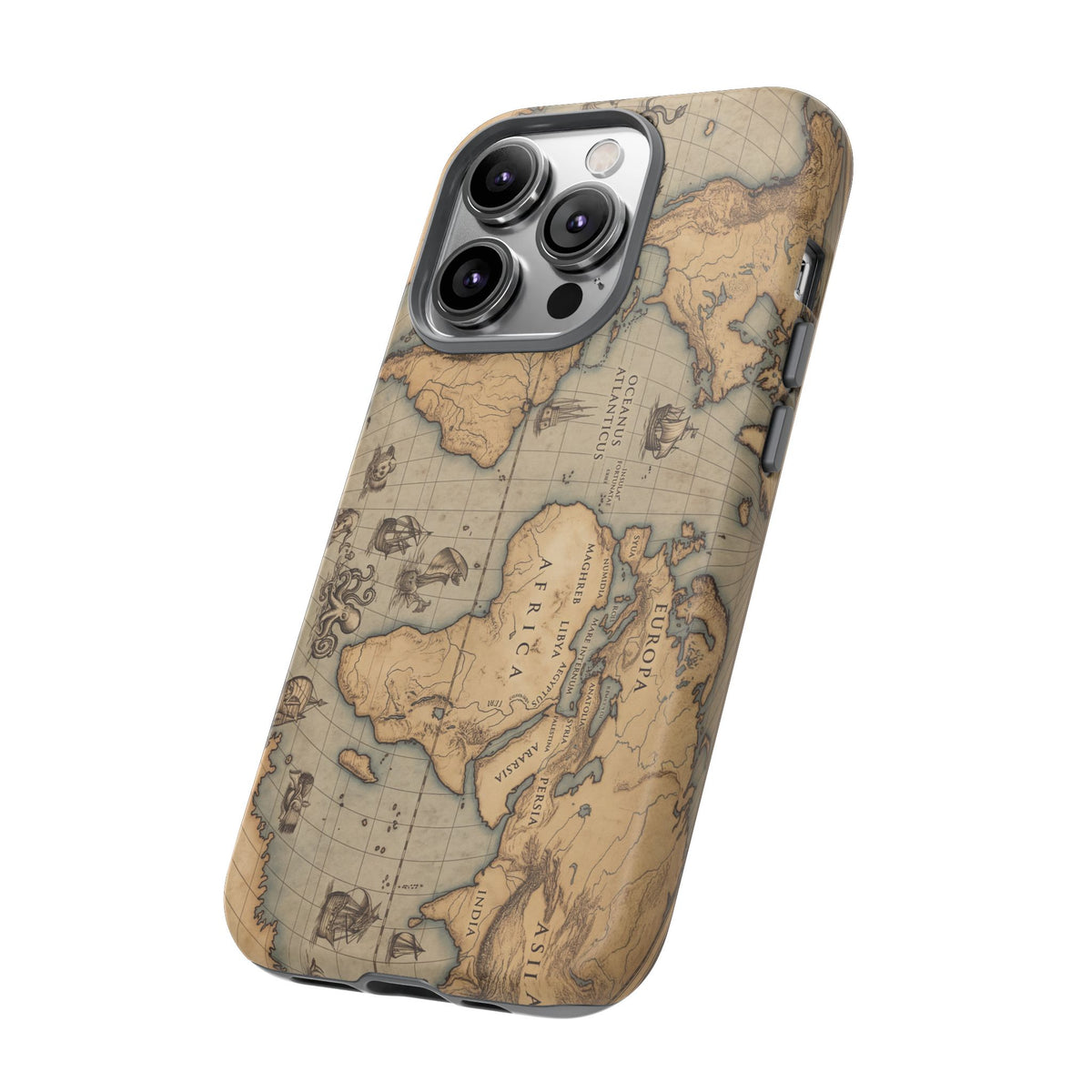 Vintage World Map Tough Phone Case — Antique Explorer iPhone Cover