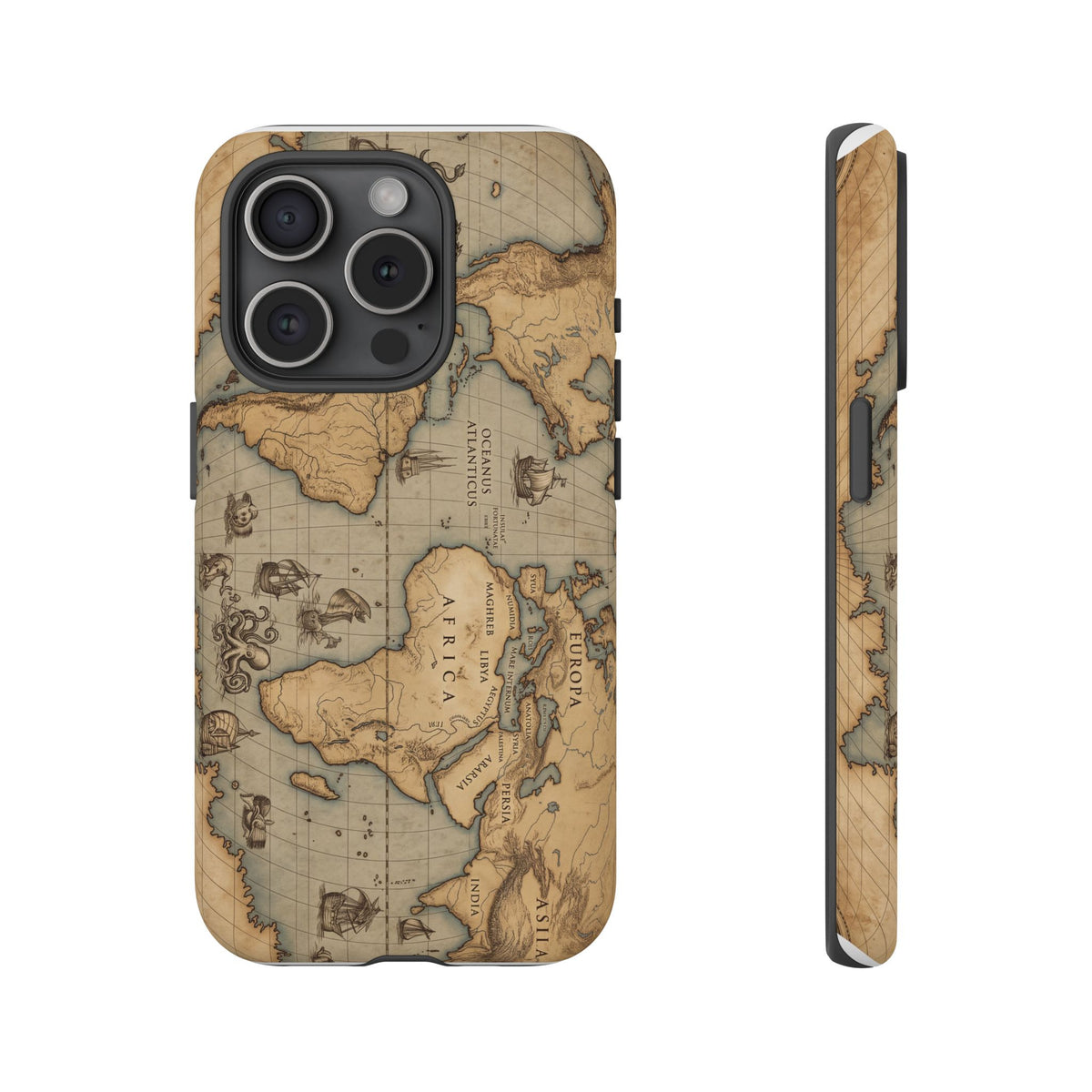 Vintage World Map Tough Phone Case — Antique Explorer iPhone Cover